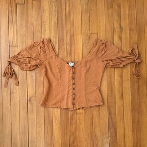 Women's burnt orange Button-Up Top